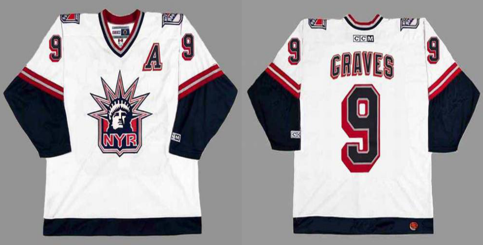 2019 Men New York Rangers 9 Graves white CCM NHL jerseys